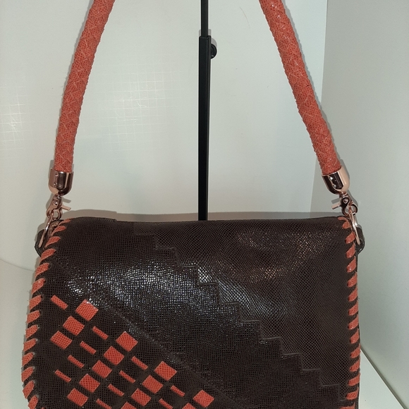 Sharon Gioe Snake Embossed Leather Shoulder Bag - Picture 2 of 9